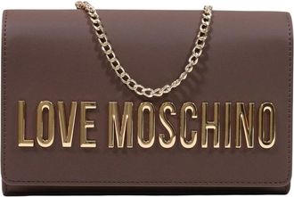 Love Moschino Logo-Plaque Ketting Schoudertas - Dames - Schoudertassen - Bruin - ONE Size - Tassen