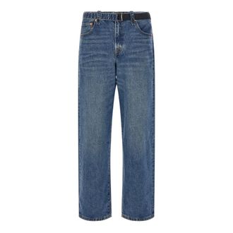 sacai Belted Wide Jeans - Heren - Jeans - Blauw - Maat: 2XS Katoen
