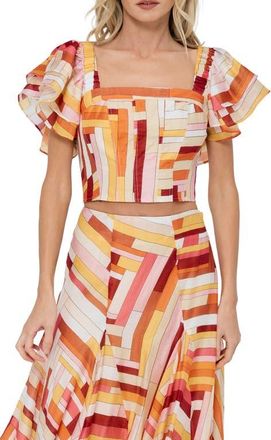 Ciebon Amie Stripe Crop Top in Pink Multi at Nordstrom, Size X-Small