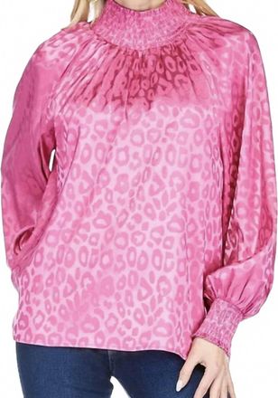 Jade Yoga Animal Print Blouse In Pink
