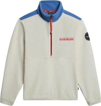 Napapijri Gele Half Zip Fleece Anderby - Heren - Fleece jassen - Wit - L - Polyester - Fitness