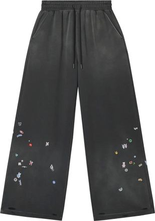 Mini Cream embellished palazzo pants - Grey