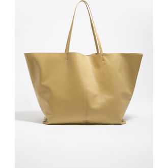 Bimba & Lola Leather Maxi Shopper Bag SS26 in Oat at Nordstrom