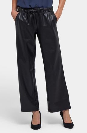 NYDJ Wide Leg Faux Leather Pants in Black at Nordstrom, Size Medium