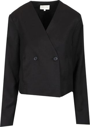 Loulou Studio Malli Cropped Blazer - Dames - Blazers - Zwart - 2XS - Leer - Jassen