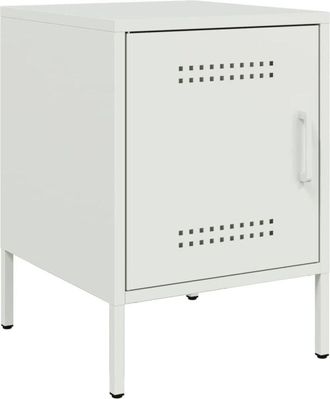 vidaXL Bedside Cabinet White 36x39x50.5 cm Steel Vidaxl