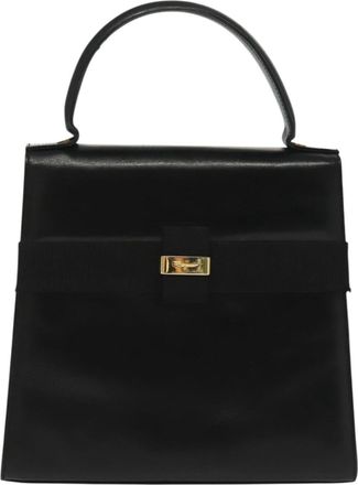 Ferragamo Vala Leather Black Leather Handbag (Pre-Owned)