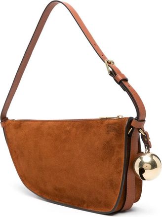 Burberry Womens Suede With Charm Detail Shoulder Bag Brown Bos Taurus