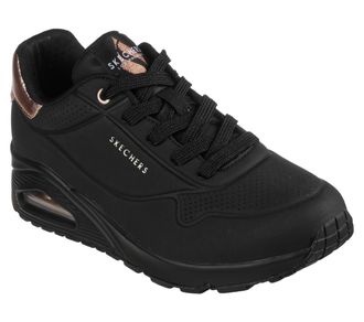 Skechers Womens Uno Golden Air Sneaker, Black Durabuck/Mesh Trim, 2.5 UK