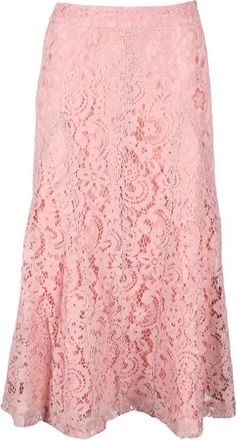 Semicouture Antique Pink Lace Cotton-Blend Long Skirt