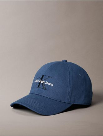 Calvin Klein Mens Monogram Logo Baseball Cap - Blue - OS