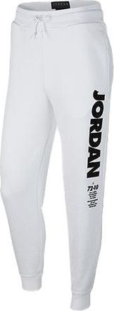 Nike Jordan Mens Air Jordan Sportswear Legacy Alphabet Logo Printing Bundle Feet Sports Pants/Trousers/Joggers White BQ0196-100