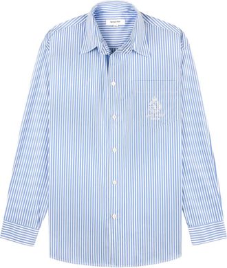 Sporty & Rich Gestreept blouse met borduurwerk - Blauw