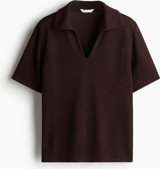 H&M Gestricktes Shirt mit Kragen - Brown