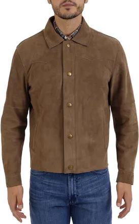 Frye Suede Long Sleeve Shacket in Middle Brown at Nordstrom Rack, Size Xx-Large