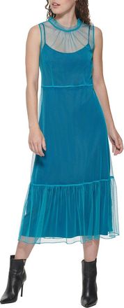 DKNY Dkny Tulle Overlay Midi Dress