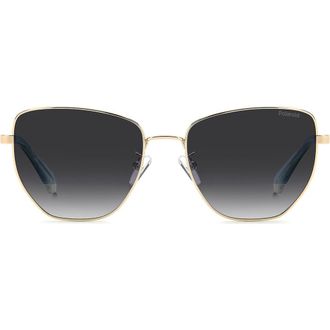 Polaroid 56mm Polarized Gradient Square Sunglasses in Gold/Grey at Nordstrom