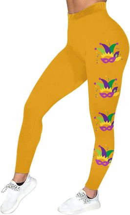 Generic Fleece Lined Leggings Thick Stretchy Warm Pants Womens Mardi Holiday Pattern Graphic Leggings Stretchy Fancy Sports Fitness Workout Yoga Stretchy Pant