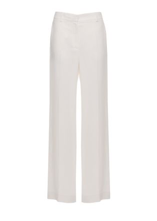 Antonelli White Robinia Linen-Blend Straight-Leg Pants