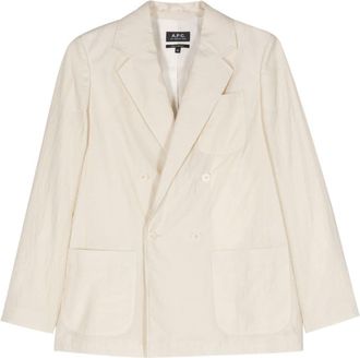 A.P.C. double-breasted crepe blazer - women - Cotton/Polyamide/Cotton - 40 - Neutrals