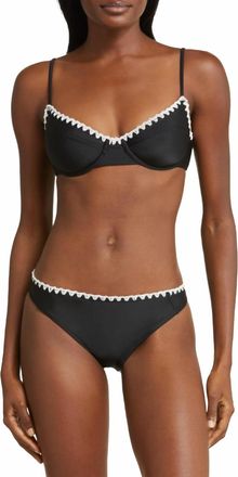 Ramy Brook Emmeline Underwire Contrast Edge Bikini Top And Bottom Set In Black/white