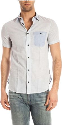 Armani Jeans Blouses Shirts - Heren - Korte mouwen Overhemden - Wit - S - Katoen - Overhemden