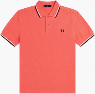Fred Perry Mens Fred Perry Twin Tipped Polo Shirt Strawberry Cream/Ecru/Black - Size: 40