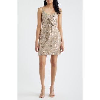 Pisarro Nights Sequin Embellished Cocktail Dress with Jacket in Champagne at Nordstrom, Size 18W