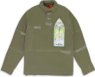 Who Decides War by Ev Bravado GRN OVERSIZED RUGBY BUTTON-DOWN SHIRT