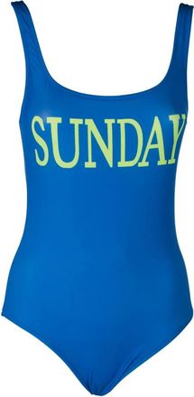 Alberta Ferretti Elegante Kostuum Jurk - Dames - Badpakken - Blauw - L - Polyester - Badmode