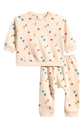 Next Kids Veggie Print Sweater & Jogger Set in Neutral at Nordstrom, Size 9-12M
