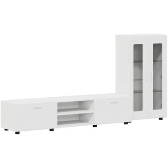 vidaXL TV Cabinet Set with Drawer FLORIN White Engineered Wood vidaXL