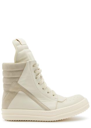 Rick Owens Geobasket Panelled Leather Sneakers - White - 38 (IT38/ UK5)