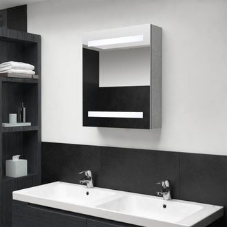 Berkfield Home LED Bathroom Mirror Cabinet Concrete Grey 50x14x60 cm | Size: 50 x 14 x 60 cm