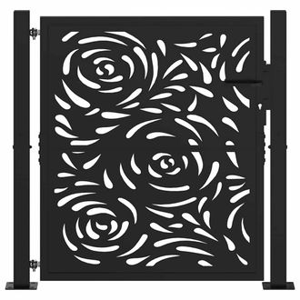 Berkfield Home Beautiful Garden Gate Black 105x106 cm Steel Flame Design
