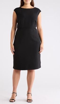 Kasper Piping Sleeveless Sheath Dress in Black at Nordstrom Rack, Size 14W