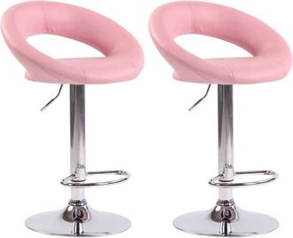 Clp Pack De 2 Taburetes De Barra Olinda En Polipiel Rosado Cromado