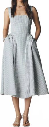Astr Vinya Midi Dress In Blue Plaid