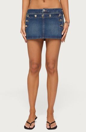Edikted Fridie Denim Miniskirt in Blue-Washed at Nordstrom, Size X-Small