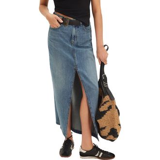 Free People Nothing Better Denim Maxi Skirt in Little Things at Nordstrom Rack, Size 26