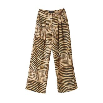 Just Cavalli Animalier Wijde Pijp Broek - Dames - Wijde Broeken - Veelkleurig - M - Polyester - Broeken