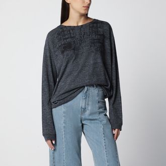 Maison Margiela T-shirt a maniche lunghe in cotone grigio ardesia