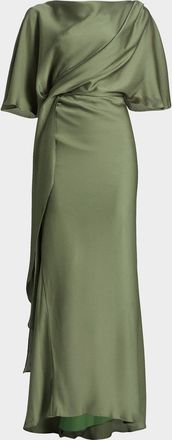 Amsale Hammered Satin A-Line Gown
