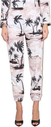 Palm Angels Broeken, Dames, Veelkleurig, M, Polyester, Island Print Pants