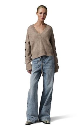 Day Birger Et Mikkelsen Solange Oversized Button Detail Sweater in Hazel Melange at Nordstrom, Size X-Large