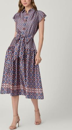 Shoshanna Kennedy Paulo Geo Print Dress in Blush Multi at Nordstrom, Size 12
