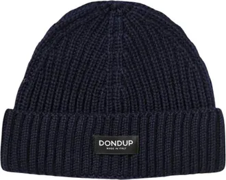 Dondup Gorro de punto acanalado en mezcla de lana - Accessories - Hombre - Azul - ONE SIZE