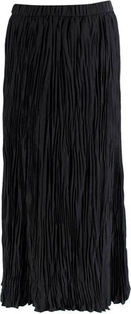 Eileen Fisher Black Pleated Silk Midi Skirt Size L