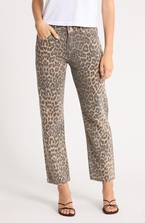Re/Done Blondie Mid Rise Crop Straight Leg Jeans in Leopardo at Nordstrom, Size 28