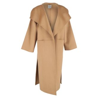 Toteme Signature Shawl Coat in Brown Wool